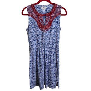 Vineyard Vines Tile Print Embroidered Jersey Knit Dress Size S